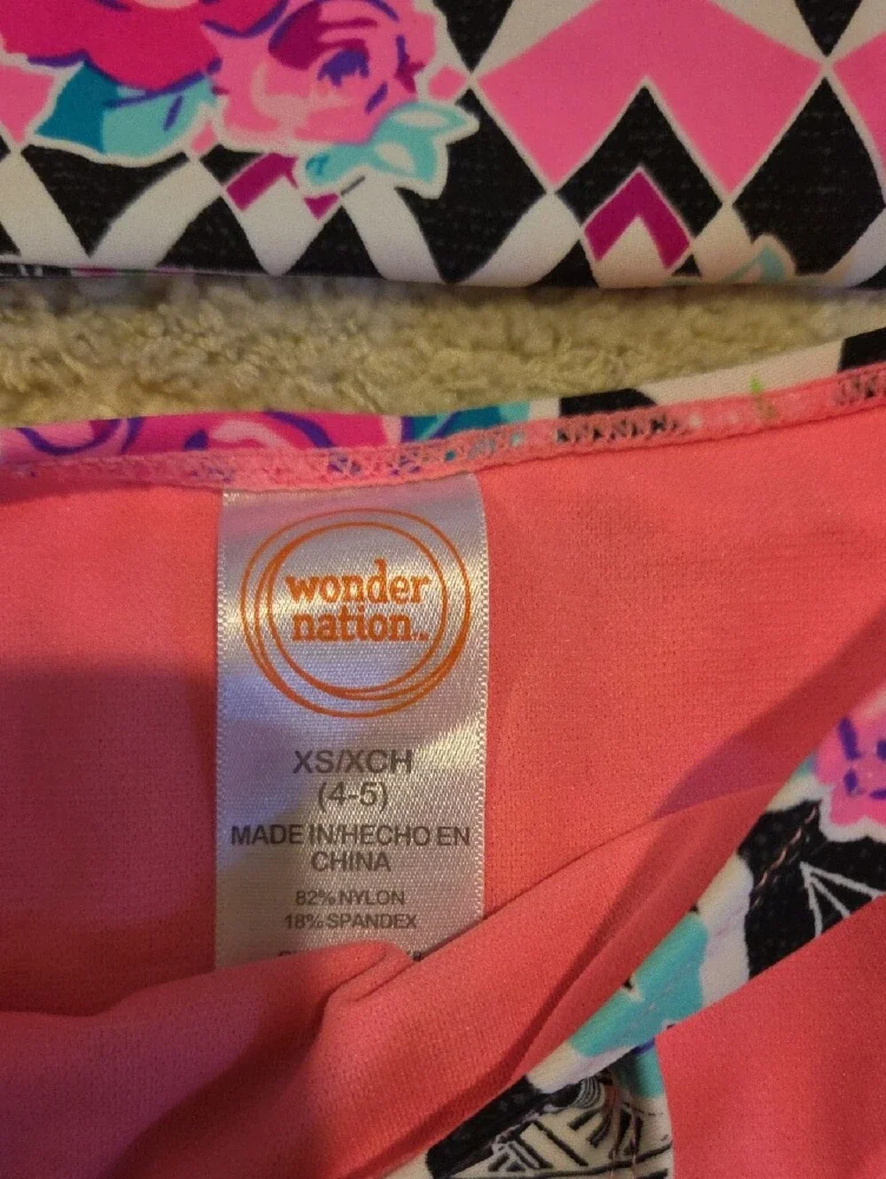 Girls 2 Sets Swimsuits Wonder nation Girls Pink & Green Mixed Print Bikini Sets